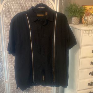 Black Cubavera Shirt  Size Large